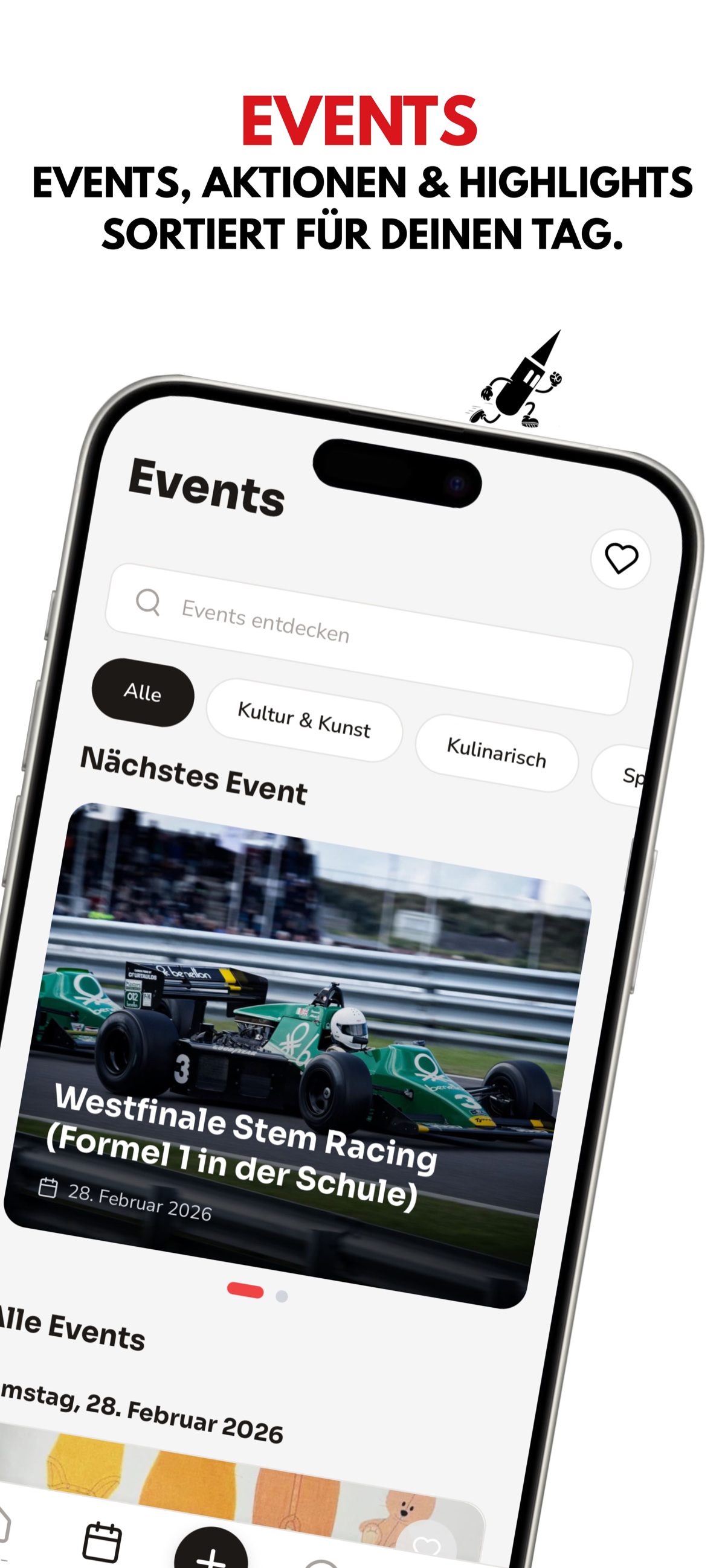 Events, sortiert für deinen Tag